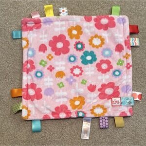 Bright Starts Tag Pink Flowers Baby Lovey Security Blanket Tags Teething 12"